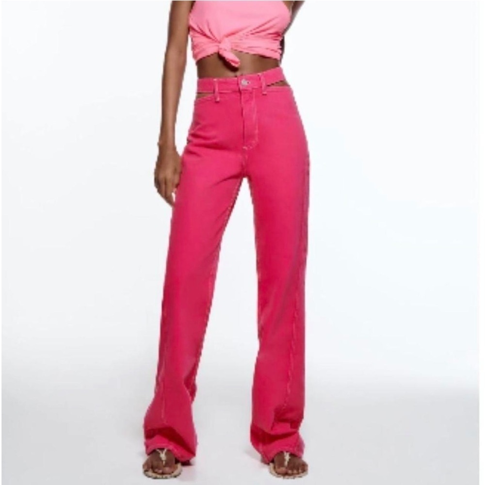 Zara pink cut out Jeans